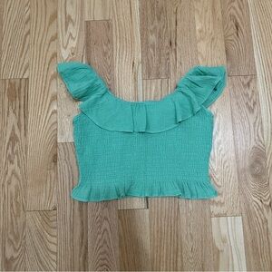 AE Off-the-shoulder smocked tube top - green - size MED